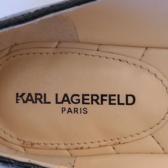 Karl Lagerfeld Black Dutot Leather Pointed Toe Flats 6.5 - Picture 4 of 13